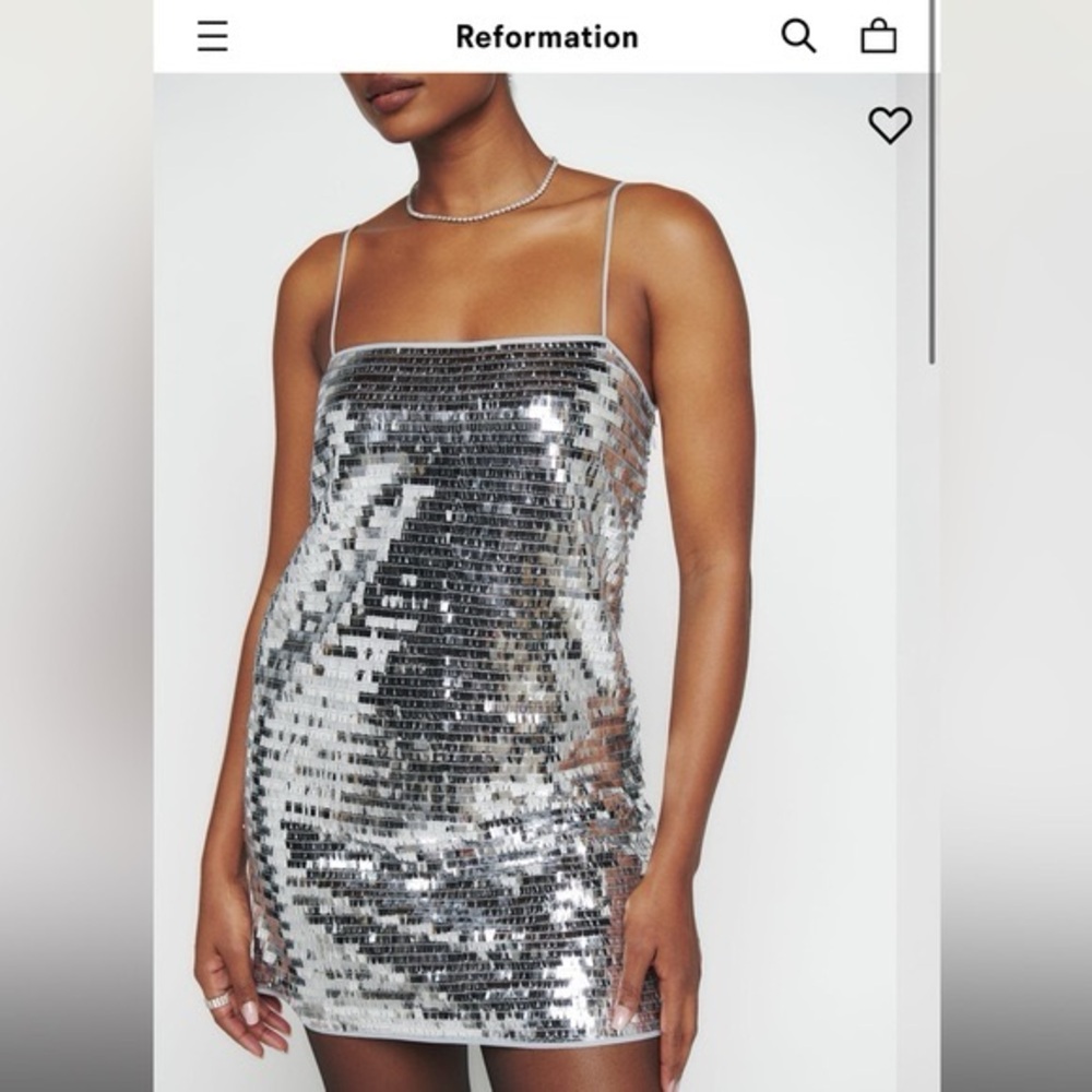 NWT Reformation Alisha Dress Silver Sequin Mini Dress sz 6
